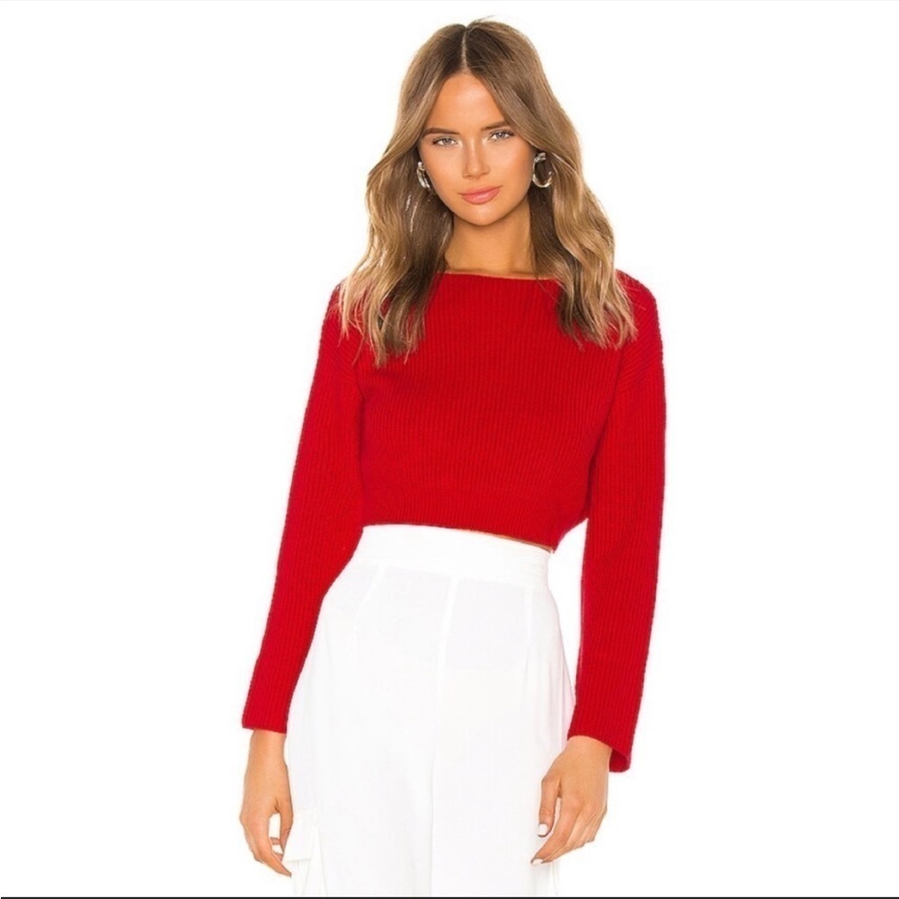 Superdown Geraldine Ribbed Cropped Sweater‎ in Red Size Extra Small